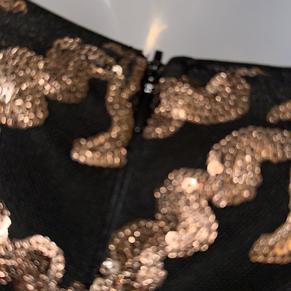 Penelope Tulle Black Gold Sequin Gown Small - Picture 8 of 9